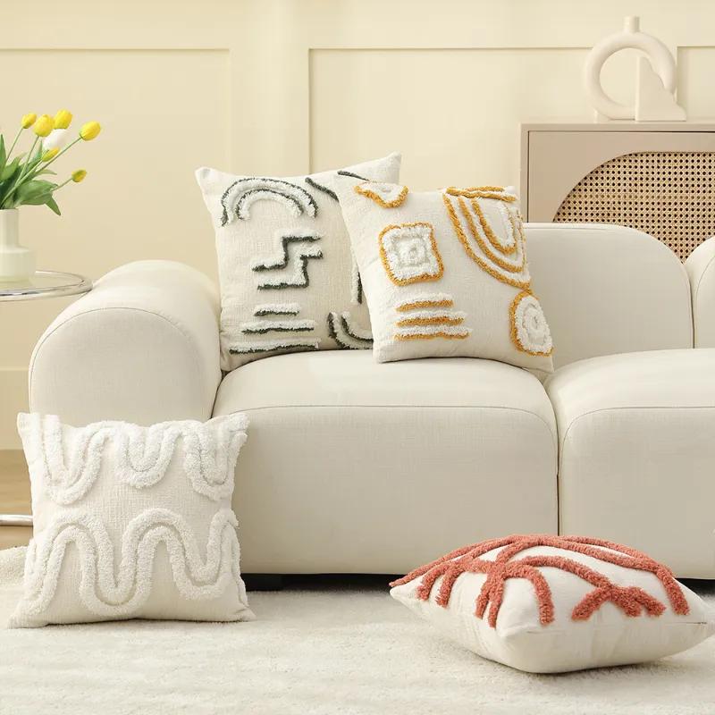 New Nordic style line tufted sofa cushion cover for office soft waist and minimalist conference room cushion cover